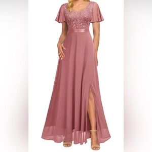 Elegant Dusty Rose Evening Gown